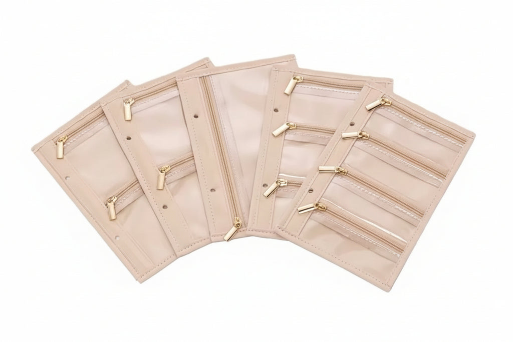 Schmuckordner aus Kunstleder – Schmuck Organizer mit Reissverschluss & transparenten Taschen