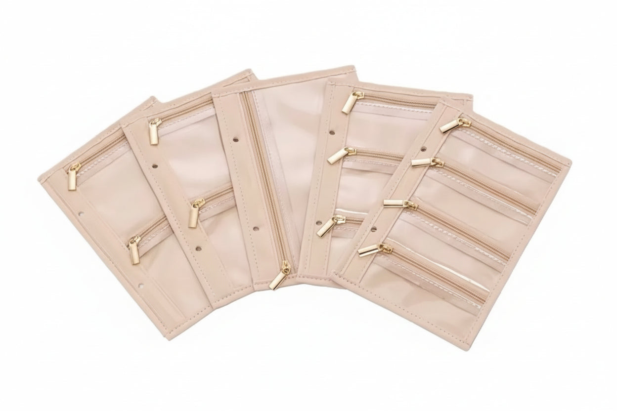 Schmuckordner aus Kunstleder – Schmuck Organizer mit Reissverschluss & transparenten Taschen