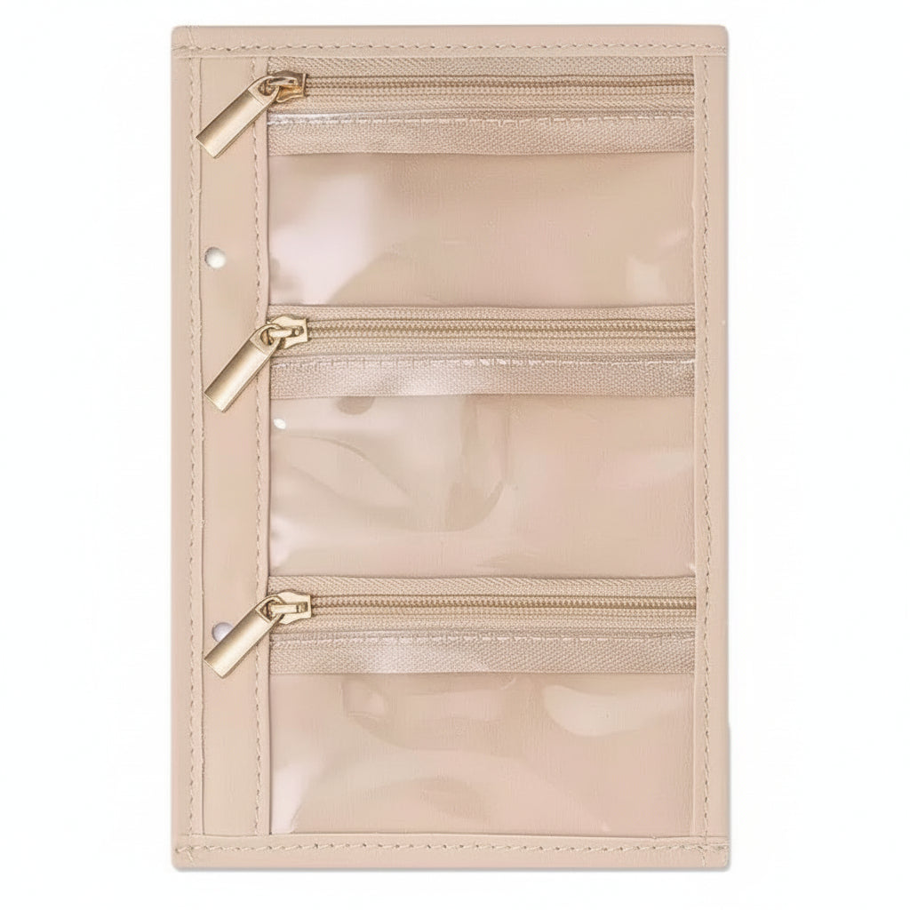 Schmuckordner aus Kunstleder – Schmuck Organizer mit Reissverschluss & transparenten Taschen