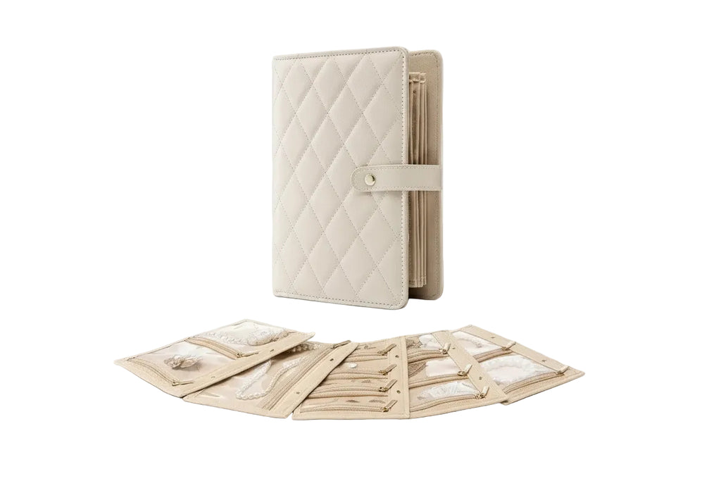 Schmuckordner aus Kunstleder – Schmuck Organizer mit Reissverschluss & transparenten Taschen